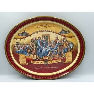 MILLER Birth Of A Nation Declaration Of Independence Metal Serving Platter Tray